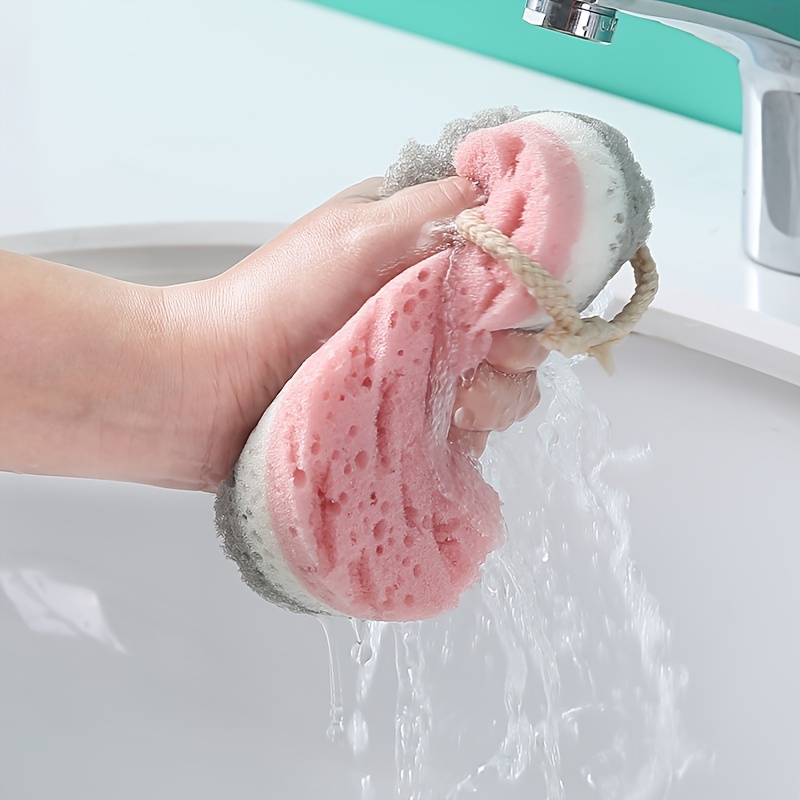 Three-Color Sponge Bath Brush with Hook for Household Use