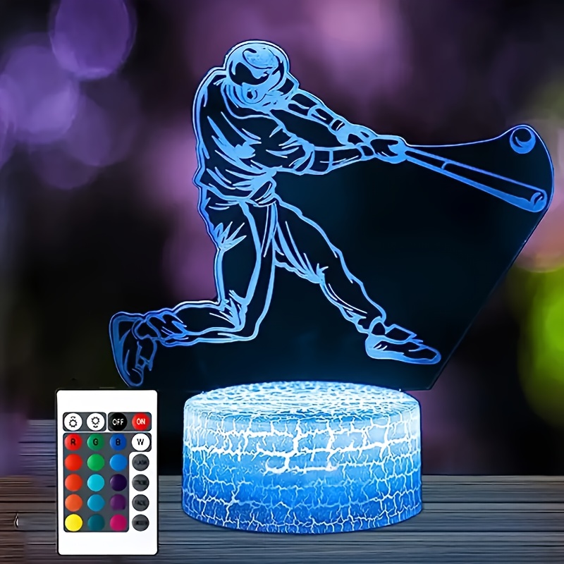 1pc Baseball Gift Illusion Night Light, 16 Colors Changing Dimmable Led