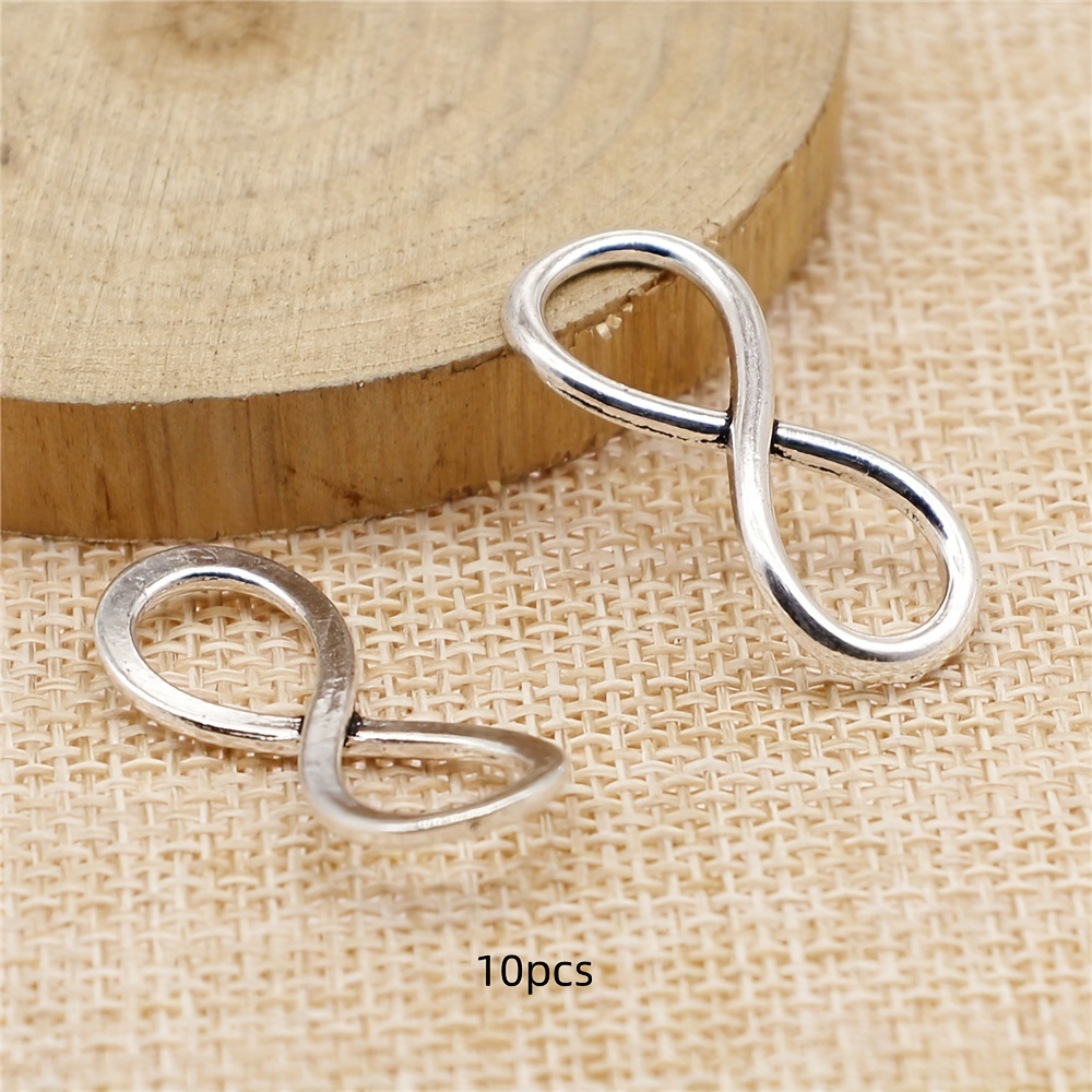 Image of 10pcs Infinity Symbol Silvery Plated Charms Connector Diy Handmade Jewelry Decorative Connecting Necklace Bracelet Making Accessories 30x12mm