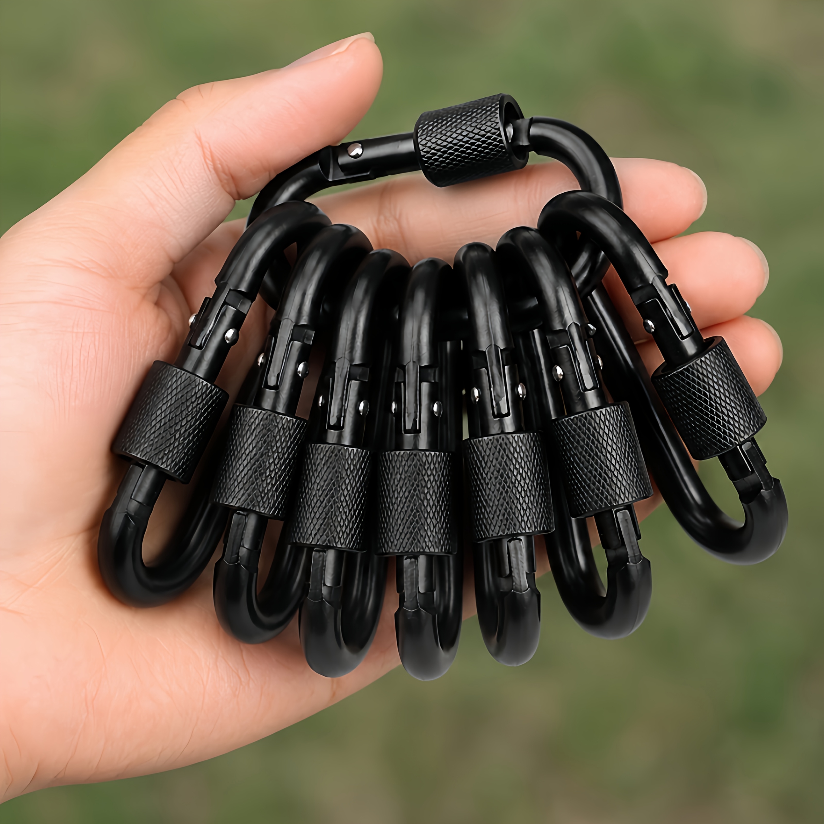 TEMU 8 Carabiners, Extra-large Reinforced Durable Metal Material, Stylish Design, Adjustable Function, Suitable For Outdoor Use, Belt Attachment,