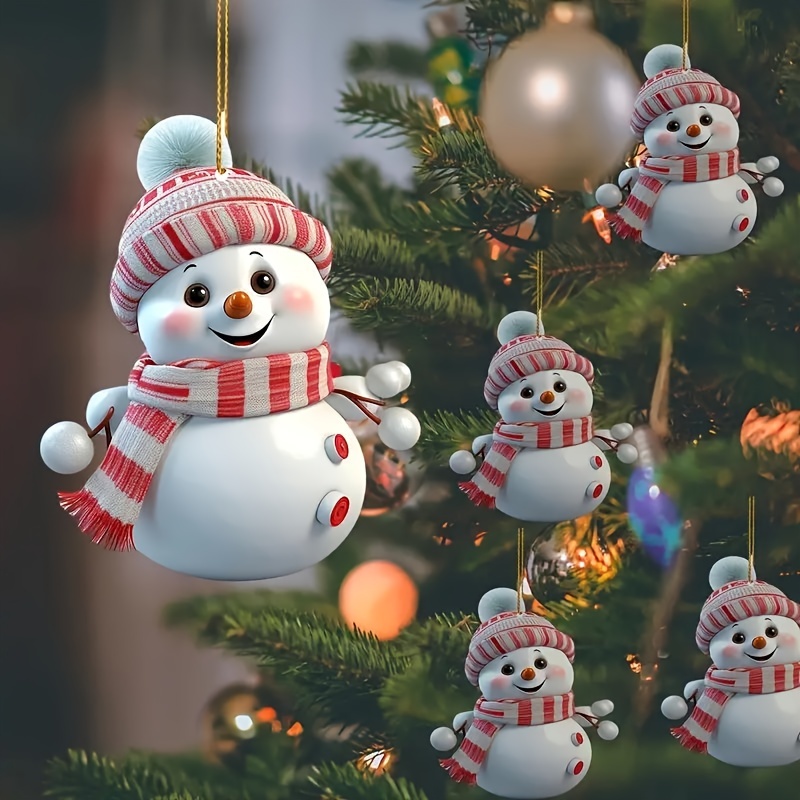 

5pcs Snowman Ornaments, Christmas Tree Hanging Decorations, Seasonal Decor, No Required For & , Christmas, Halloween,