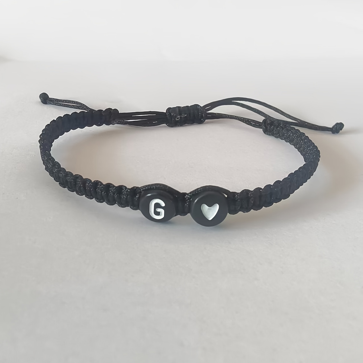 Stylish Adjustable Black and White Heart Couple's Letter Bracelet