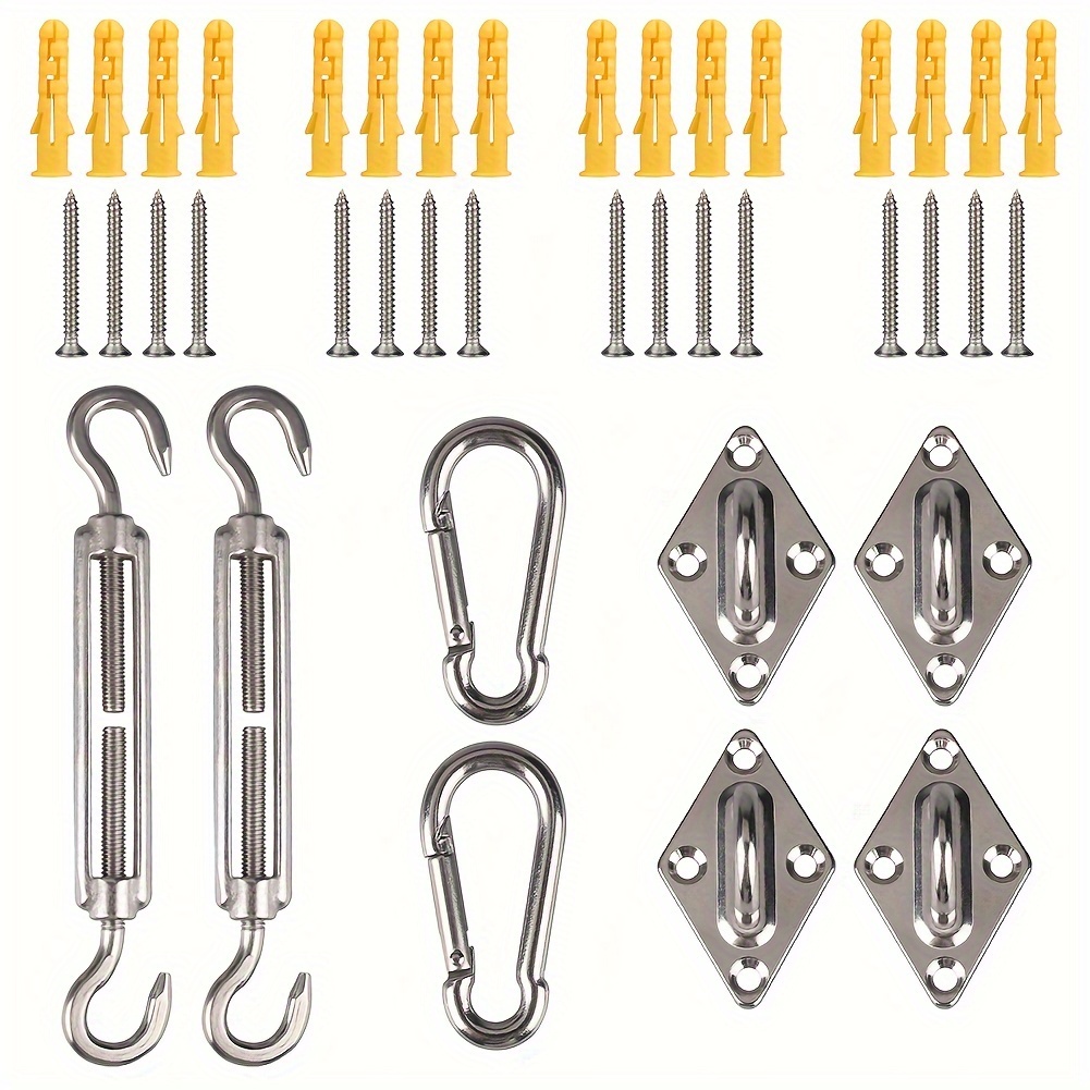 

40pcs Set Sun Installation Hardware Kit 304 Stainless Steel Hardware Kit For Camping Tent Sun Shade Canopy Outdoor Fixing Fittings Accessory Kit
