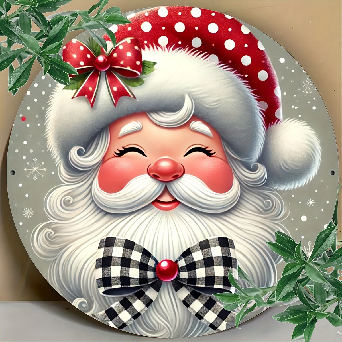 

Merry Christmas Santa Claus Metal Sign 7.8x7.8" - Door, Wall, Home, Garage & Garden Decor | Holiday Decoration