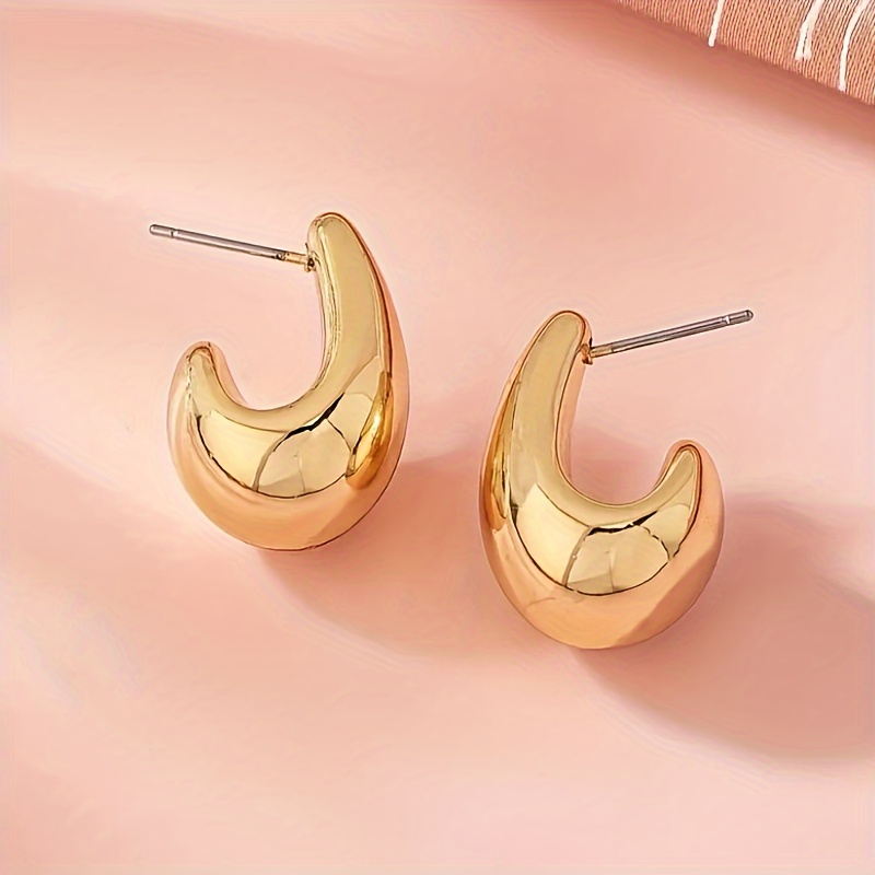 Vintage Elegant C-Shaped Resin Earrings with Stainless Steel Ear Needle, Daily & Gift Occasion Jewelry, Valentine'S Day Suitable, All-Season Accessory