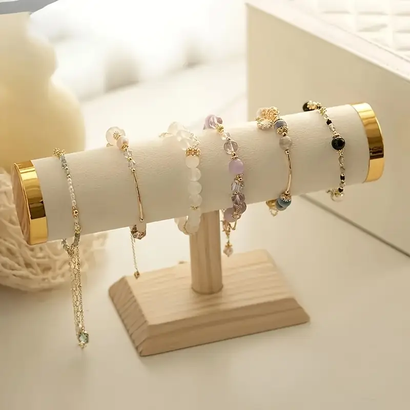 1 elegante houten sieradenstandaard, meerdere doeleinden onafgewerkte ovale tafelblad armband halskettinghouder, details 0