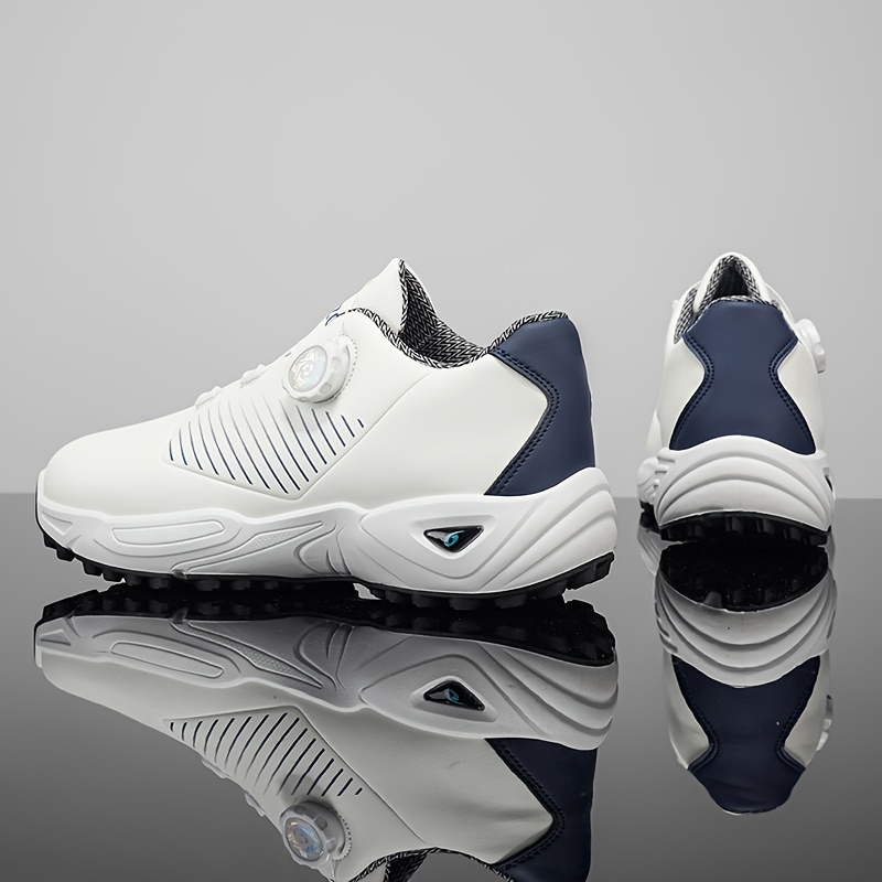 TEMU Solid Color Versatile Men's Rotary Dial Golf Shoes, Fully High Quality With Breathable Lining, Footwear For Lawn Golf Training, Wear-resistant