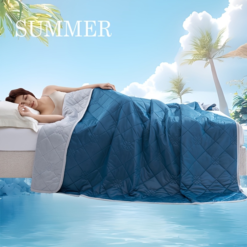 1pc Large Summer Blanket For Hot Sleepers, Double-sided Design Lightweight Blanket, Summer Sleeping Bed Lightweight Soft Blanket, Summer Thin Quilt, Machine Washable