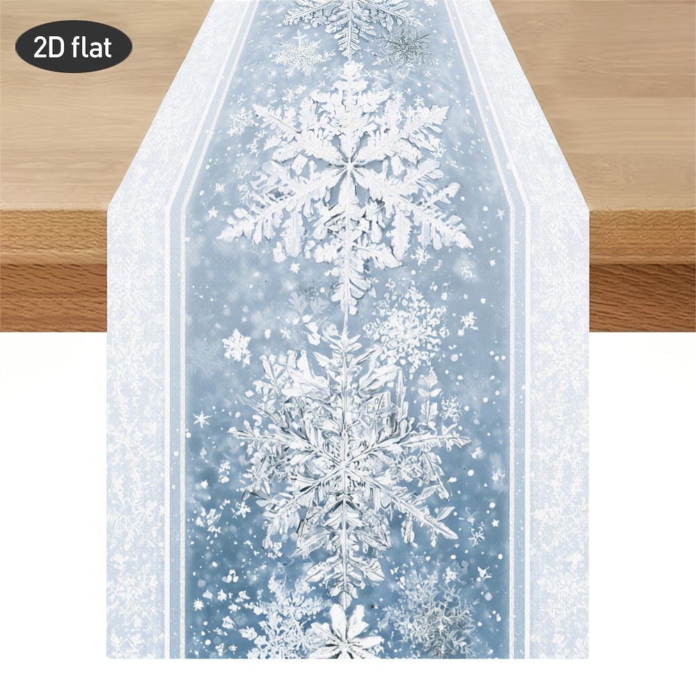 TEMU 1pc, Snowflake Vertical Framed Table Runner, Christmas Table Runner, Winter Dining Table Decoration, Elegant Traditional Style, Bright Dining