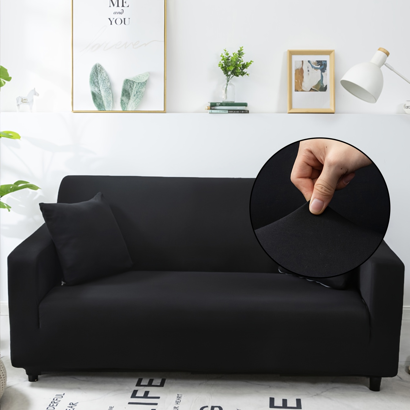a stretchable solid color sofa   of elastic polyester fiber is a   cover for living room furniture suitable for  