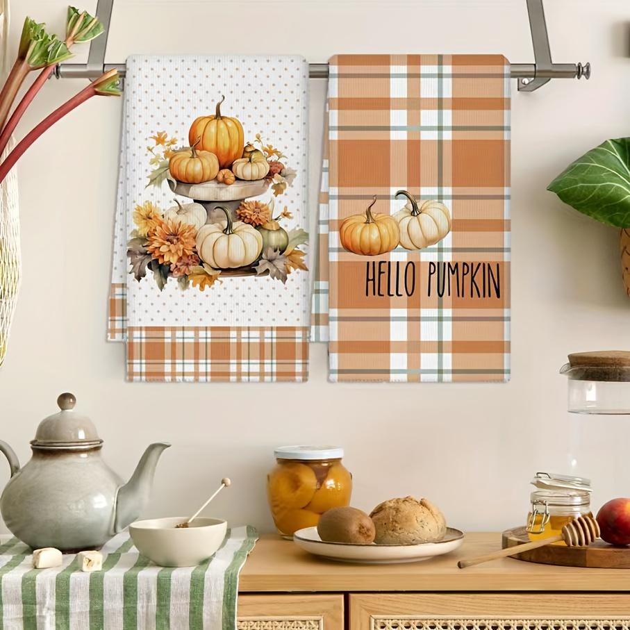 

[top-] 2pcs Kitchen Towels - Microfiber Dish Cloths, Absorbent & , For Fall Decor, Washable, Housewarming , , 18x28