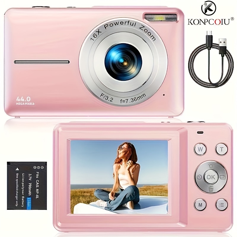 

Konpcoiu Digital Camera, Fhd 1080p, Digital Point And Shoot, 44mp For Vlogging With Anti Shake 16x Zoom, Compact, Small For Kids Boys Girls Teens Students Seniors