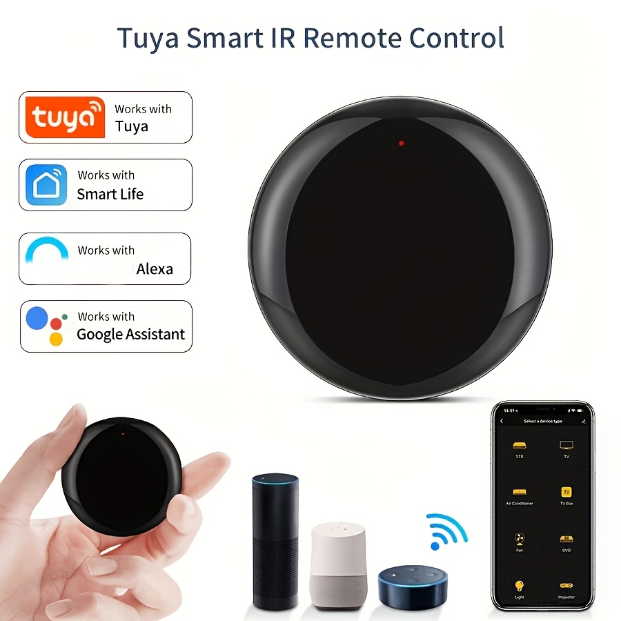 item picture 1pc   mini multi function wifi ir remote control voice control app controlled family share universal remote for   console dvd ac usb charging compatible with alexa google home no battery