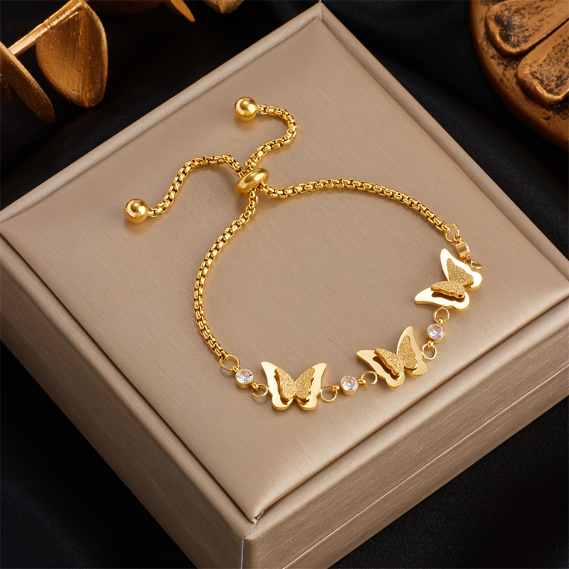 Image of 1pc And Elegant Light Golden Stainless Steel Bracelet For Men And Women Fashionable And Easy Suitable For Daily Wearing And Gift