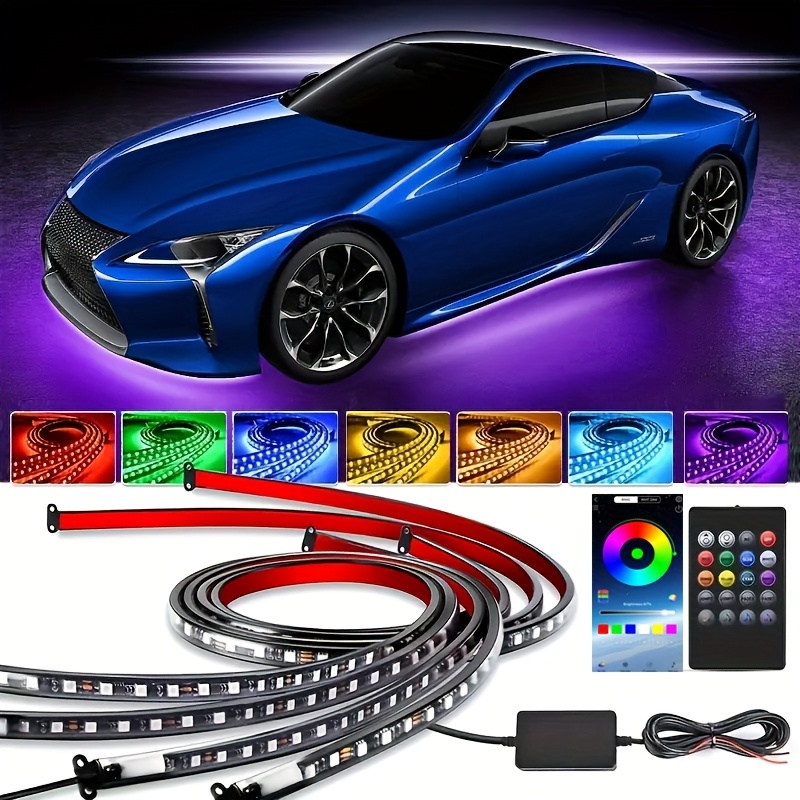 Kit D'éclairage D'ambiance LED Pour Voiture - 4 Bandes Lumineuses Multicolores - 10W, 5V - Universel, Neuf