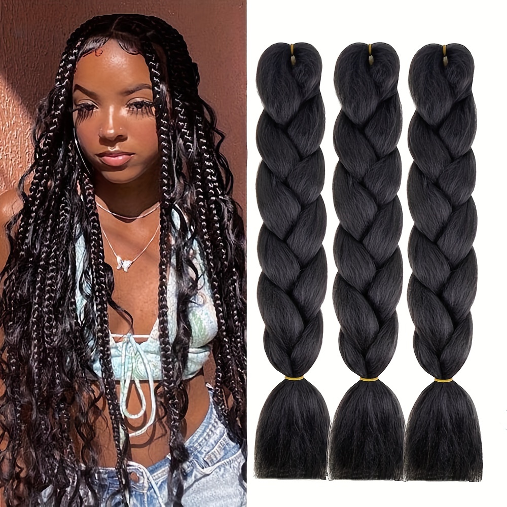 

24-inch Synthetic Braiding Hair Extensions, 3pcs – High-quality Crochet Box Twist Braids For , Black With , Stylish And Long-lasting Hairstyles, Protective Hairstyles | Stylish Hair Braids | Braids