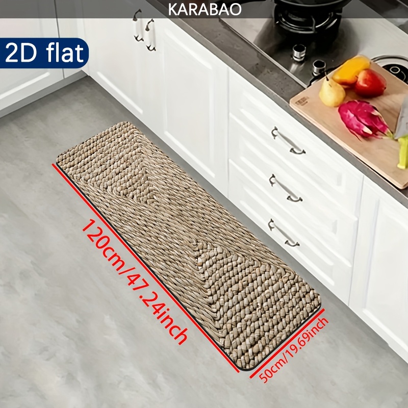 TEMU 1pc Of High-quality Diatomite Floor Mat, Woven Texture Mat With Simple Pattern Print Design - Kitchen Floor Mat, Welcome Doormat, Ideal For