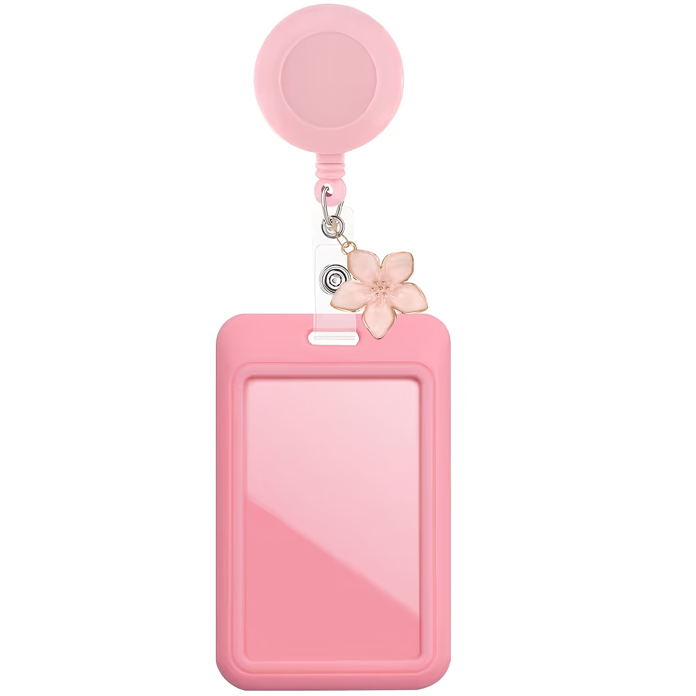 TEMU 2d 1pc Colorful Sliding Id Badge Card Holder With Nurse Badge Reel Retractable, Cute Badge Reel Flower Charm, For Credit, Pass, Gift For Doctor