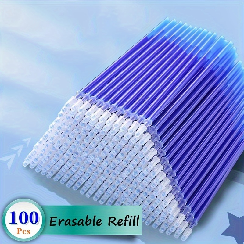 

100pcs/set 0.5mm Gel Pen Erasable Pen Refill Set Blue And Shoe Head Washable Handle Writing Stationery