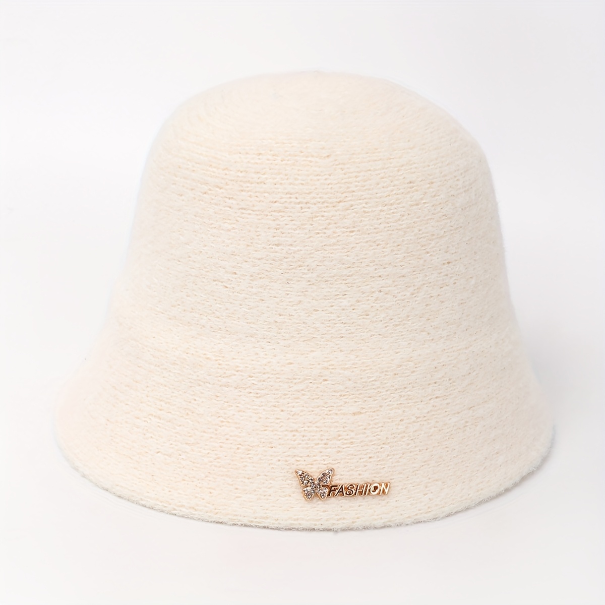TEMU 1pc Women's Bucket Hat - Lightweight Warm Winter Hat With Metal Letter Logo, 100% Polyester Non-stretch Fit For Dance Parties & , Hand Wash/