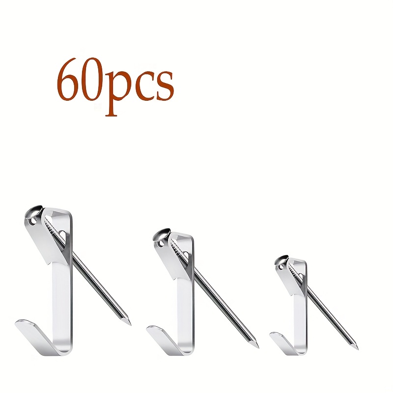 TEMU 60pcs Golden Picture Hanging Kit, 30lb Picture Hangers, Metal Picture Hanging Hooks With Nails, On Drywall, Wooden Wall