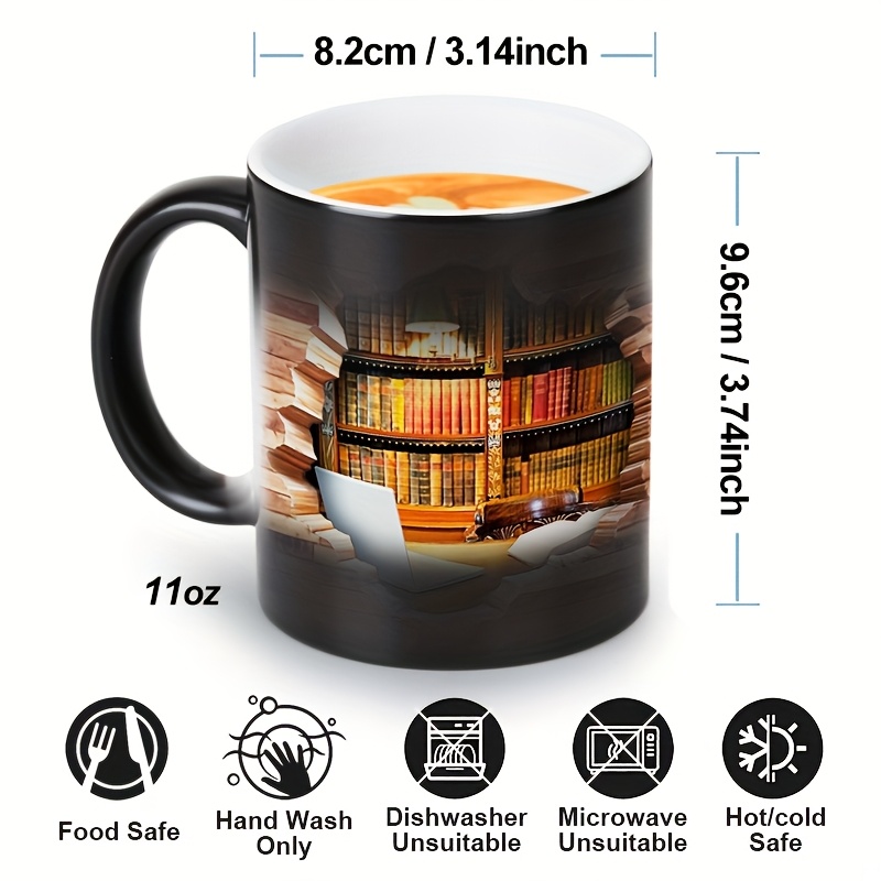  changing book lovers ceramic coffee mug 11oz reusable hand wash only with gift for reader bookworm family birthday christmas halloween hanukkah thanksgiving graduation Product details 2
