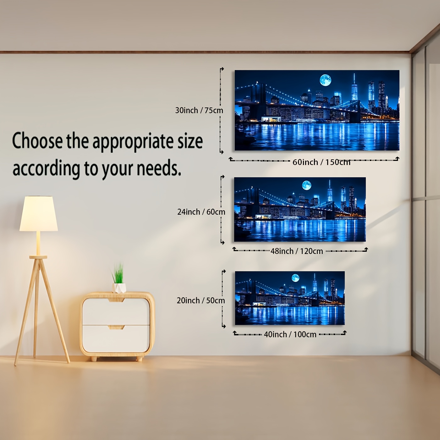 2D Flat, 2D Flat, Contemporary Urban Landscape Artwork, Art Deco Design, Deep Blue Canvas Print, Stylish Home Decor, Ideal for Display in Living Room, Bedroom, Or Study, Sturdy Wooden Inner Frame - Image 2