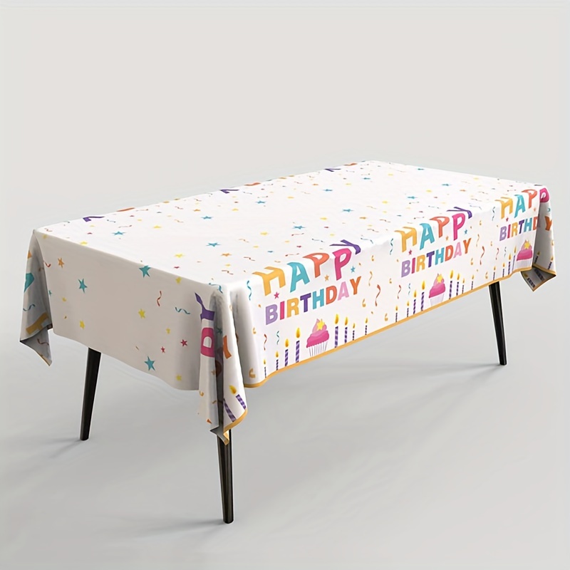 TEMU 1pc Blue Birthday Party Theme Tablecloth Suitable For Birthday Parties