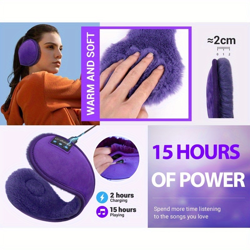 LC-dolida Winter Ear Muffs & Wireless Headphones 2-in-1, Unisex Thermal Headphones with Noise Cancelling Mic, Wireless 5.4, USB-C Charging, 10H Playtime, Ergonomic Headband & Detachable Cable, for Outdoor Sports, Cycling, Skating