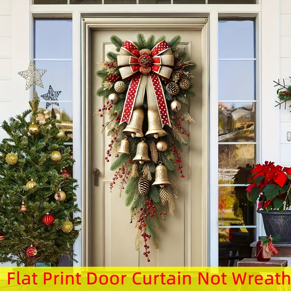 

2d Door Banner 35x71 Inch Door Cover/hanging Ornament, Elegant Polyester Christmas Door Curtain - Festival Porch Door Hanging Decoration For & Party Decor, Door Cover, Not Wreath