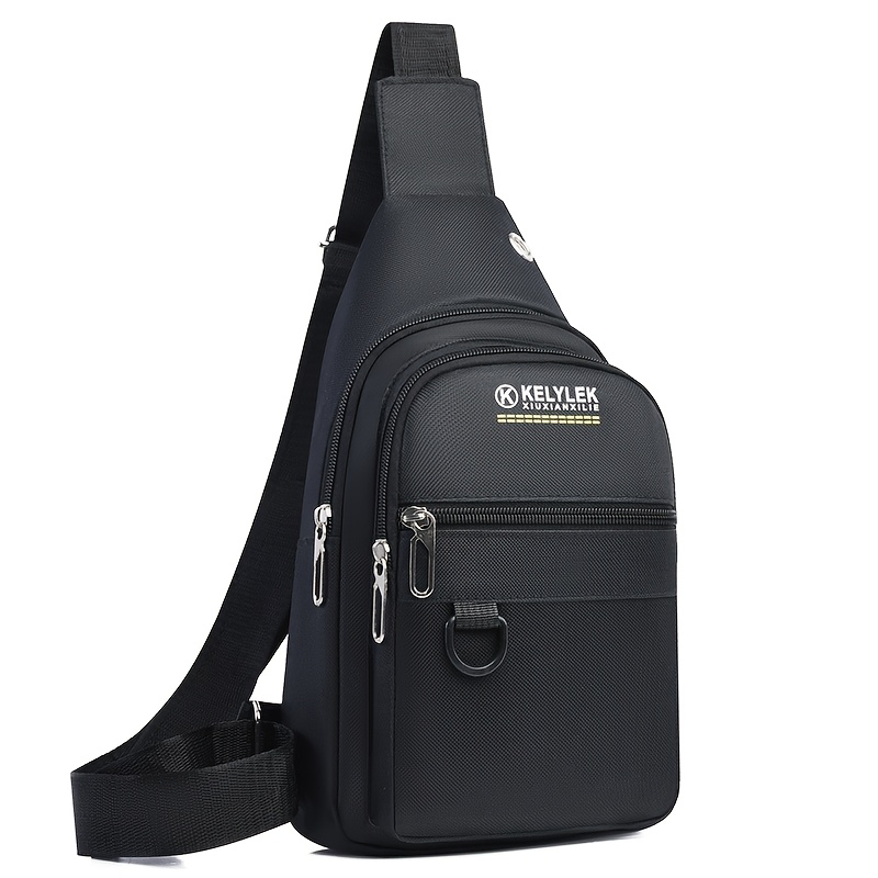 Image of Men's Chest Bag, Men's Crossbody Bag, Business Travel, Zipper Closure, Oxford Cloth Material, Nylon Lining, Optional, Large Capacity