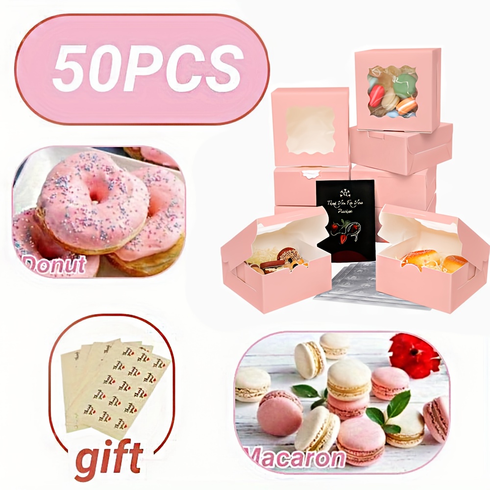 

50pcs Boxes With Window, Cake Baking Supplies, Cookie Boxes, Mini Cake Boxes, Dessert, Pastry, Small Treat Boxes, Cake Decorating Supplies, Cupcake Containers, Christmas Crafts, Cheap Stuff