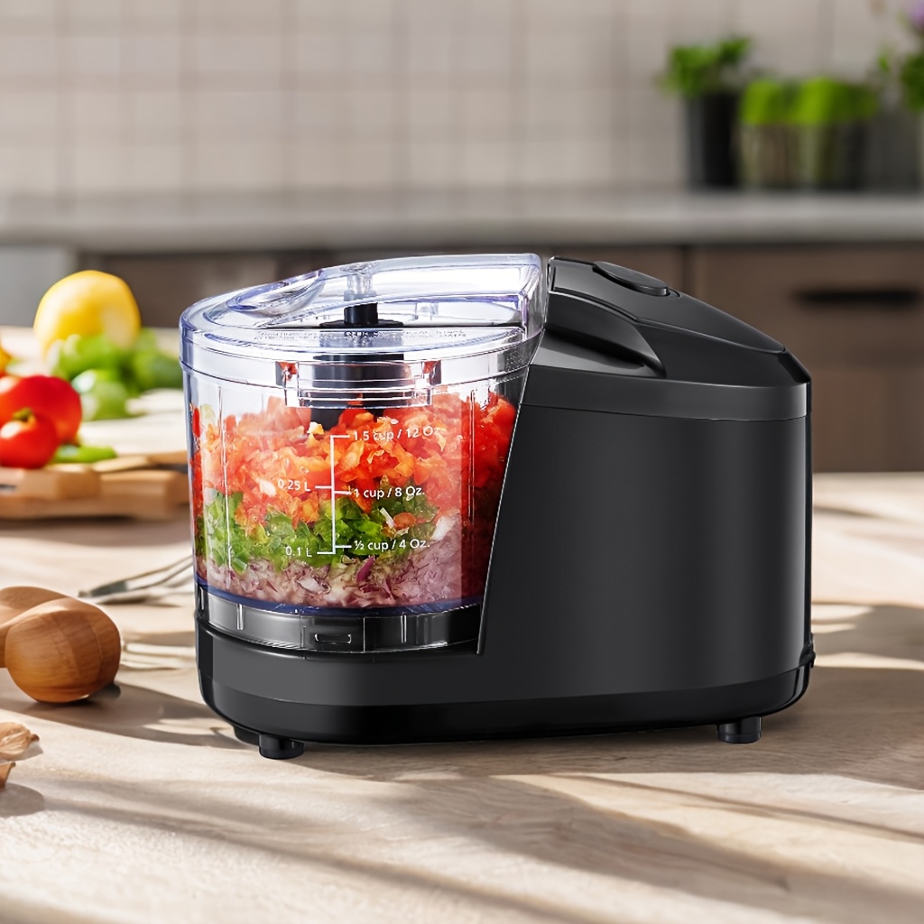 TEMU 1.5-cup Commercial Mixers - Electric Food Chopper With 100w Mini Food Processor, Stainless Steel Blade For Grinding, Mixing, Chopping, Mincing &