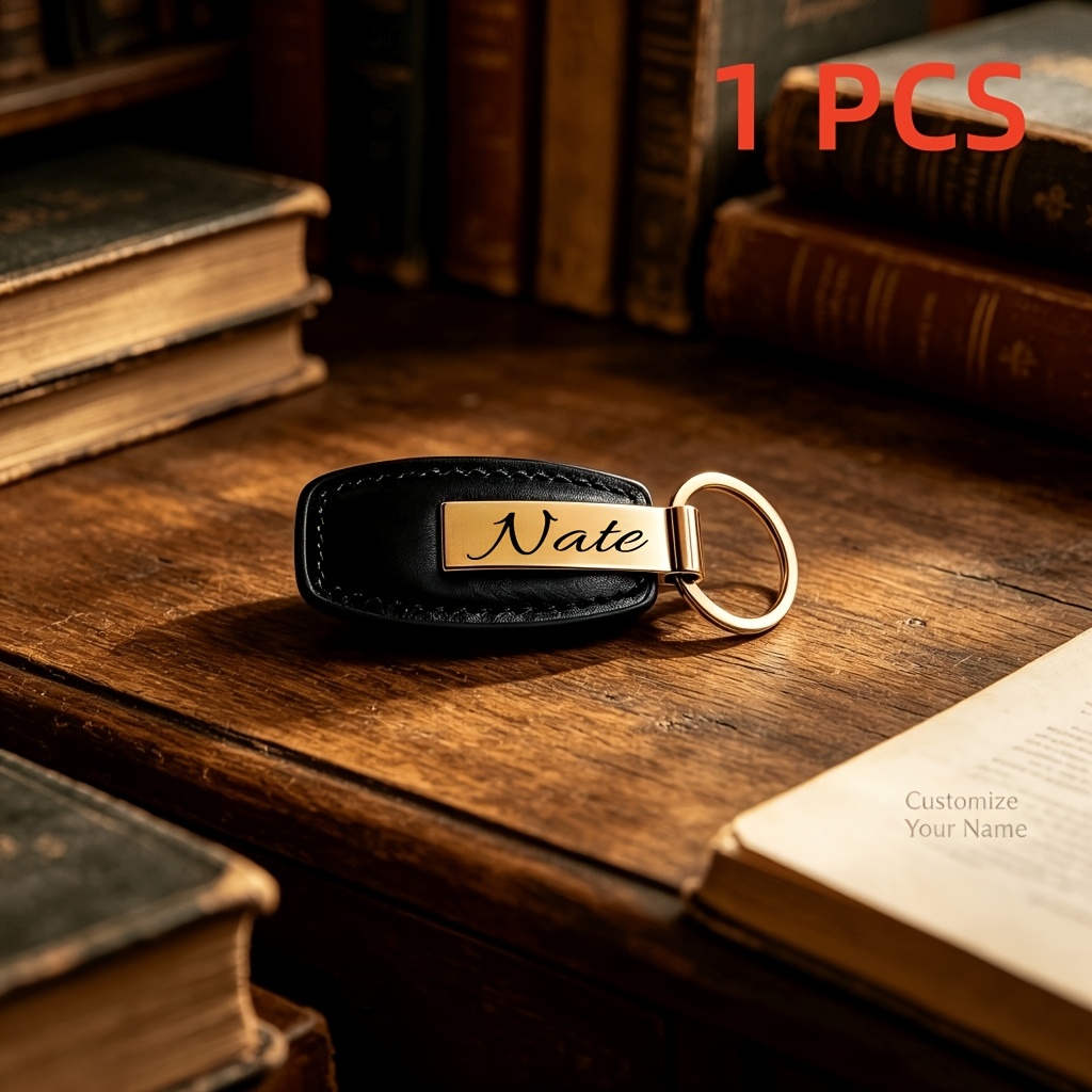 TEMU 1/10pcs Custom Personalized Text, Personalized Signature Keychain, Personalized Signature Keychain, Vintage Laser Printed Car Key Fob Lettering