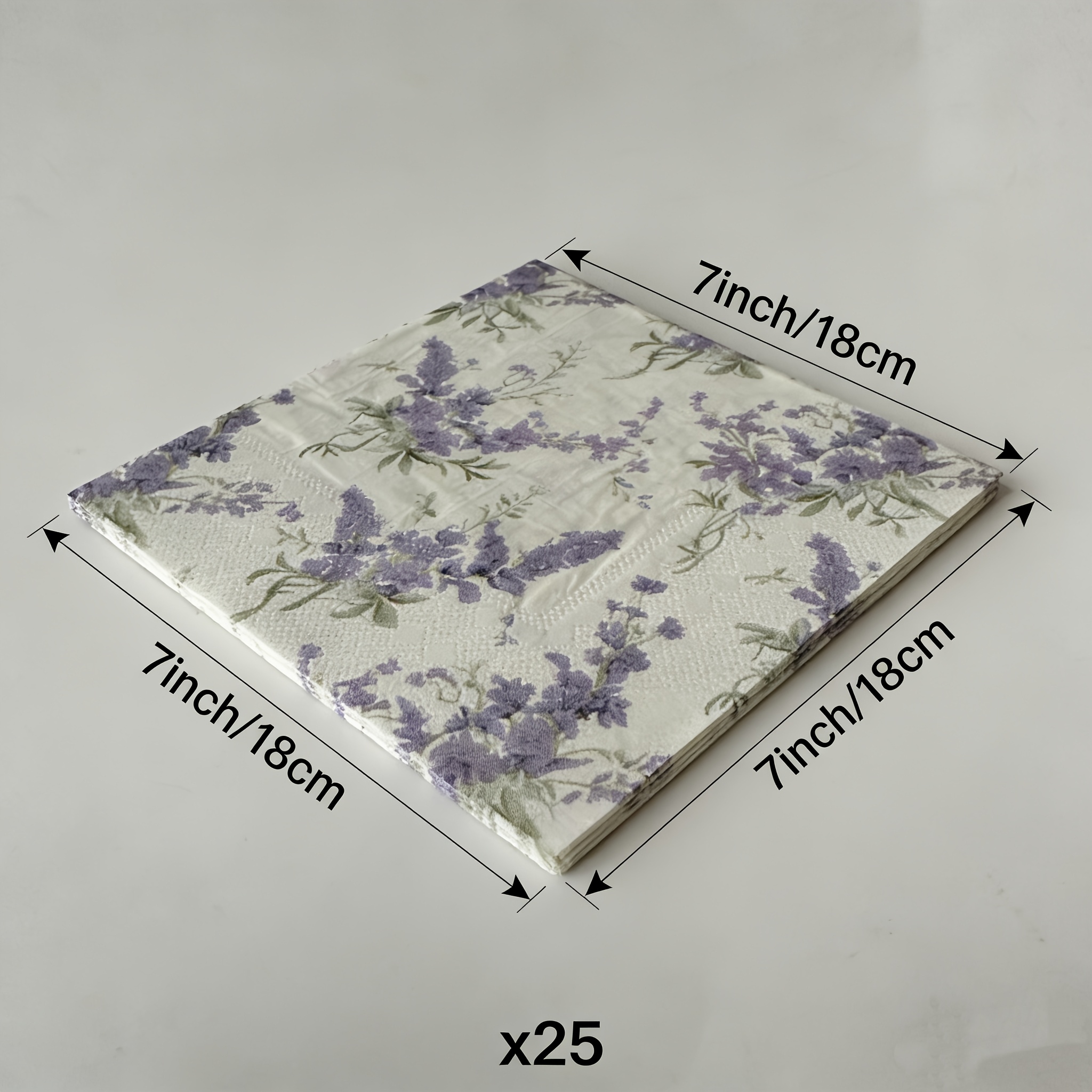 A Set Of 25, Purple Hydrangea Themed Party Disposable Tableware Napkins, Non-laminated For Halloween、christmas