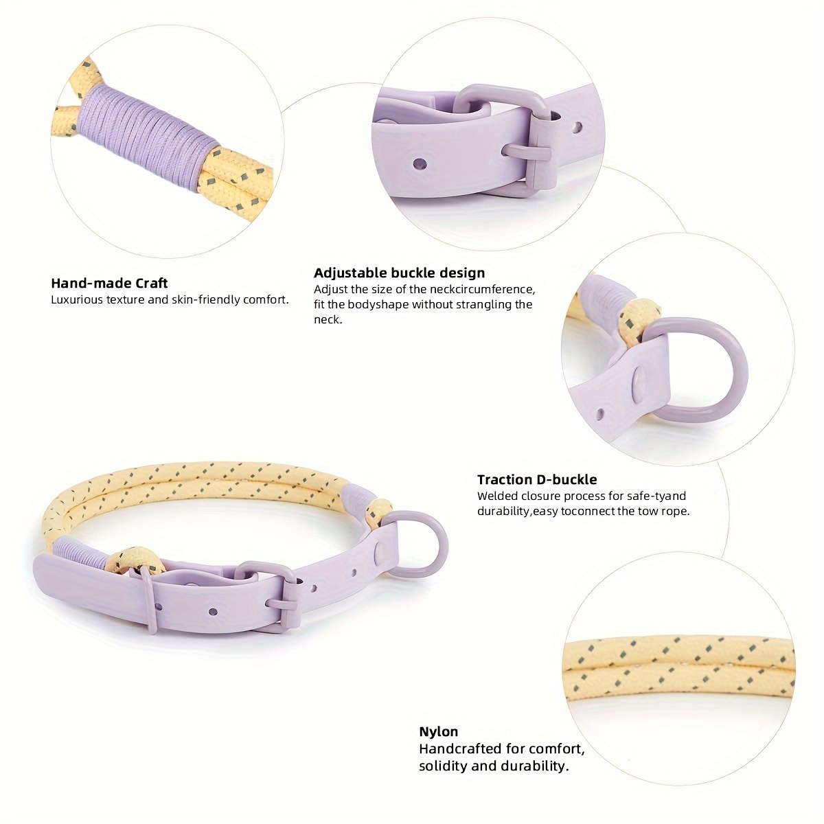 Reflective PVC Round Rope Dog Collar with Traction Hook