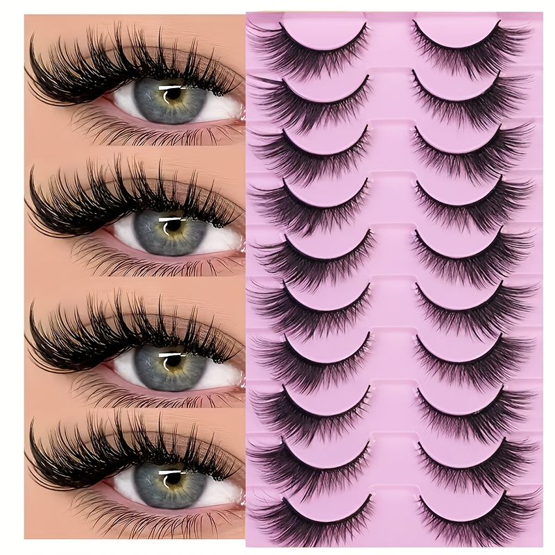 Image of 10 Pairs Of Series Angled Cartoon False Eyelashes, Full Strip Lashes In European And , Featuring Look With Fluffy Cat-eye Lashes That The Outer Corners, Effect, Reusable
