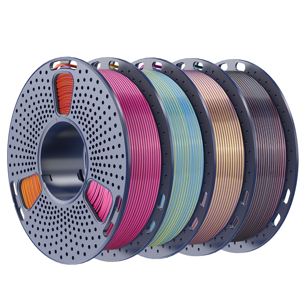 TEMU Pla+ Four-color Filament 1.75mm 250gx4 Spool, Glossy Multicolor Pla Plus 3d Printing Filament Set, Black Gray Red Yellow + Red Black + Blue