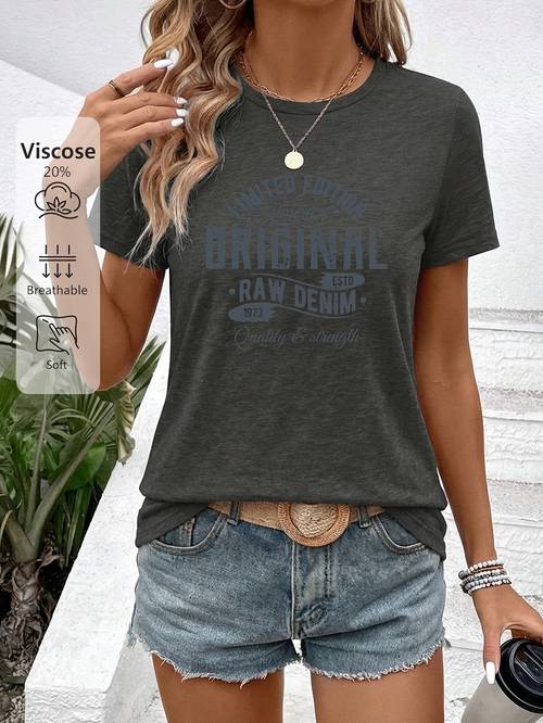 damen sommer t- , edition 1973 retro denim print, vintage used-look edition weich, hautfreundlich, atmungsaktiv, täglicher pendelverkehr, shopping, vielseitig, top 770x