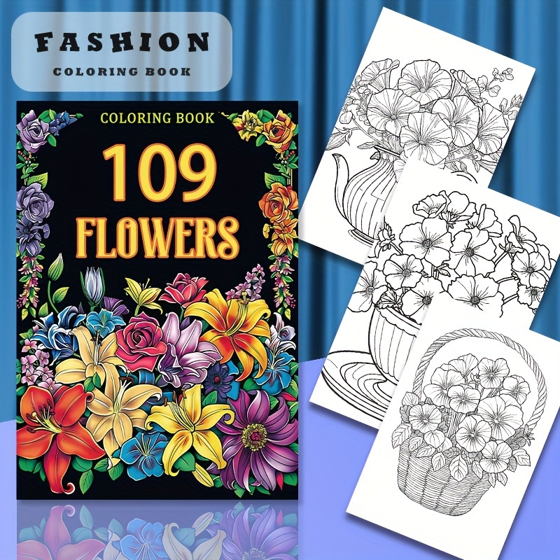 

109 Flowers Coloring Book For Adults - Upgraded Thick Paper, 22-page Soft Cover Art Pad With Plant-, , Ideal For Relaxation And Gifts For Ages 14+ - No Feathers