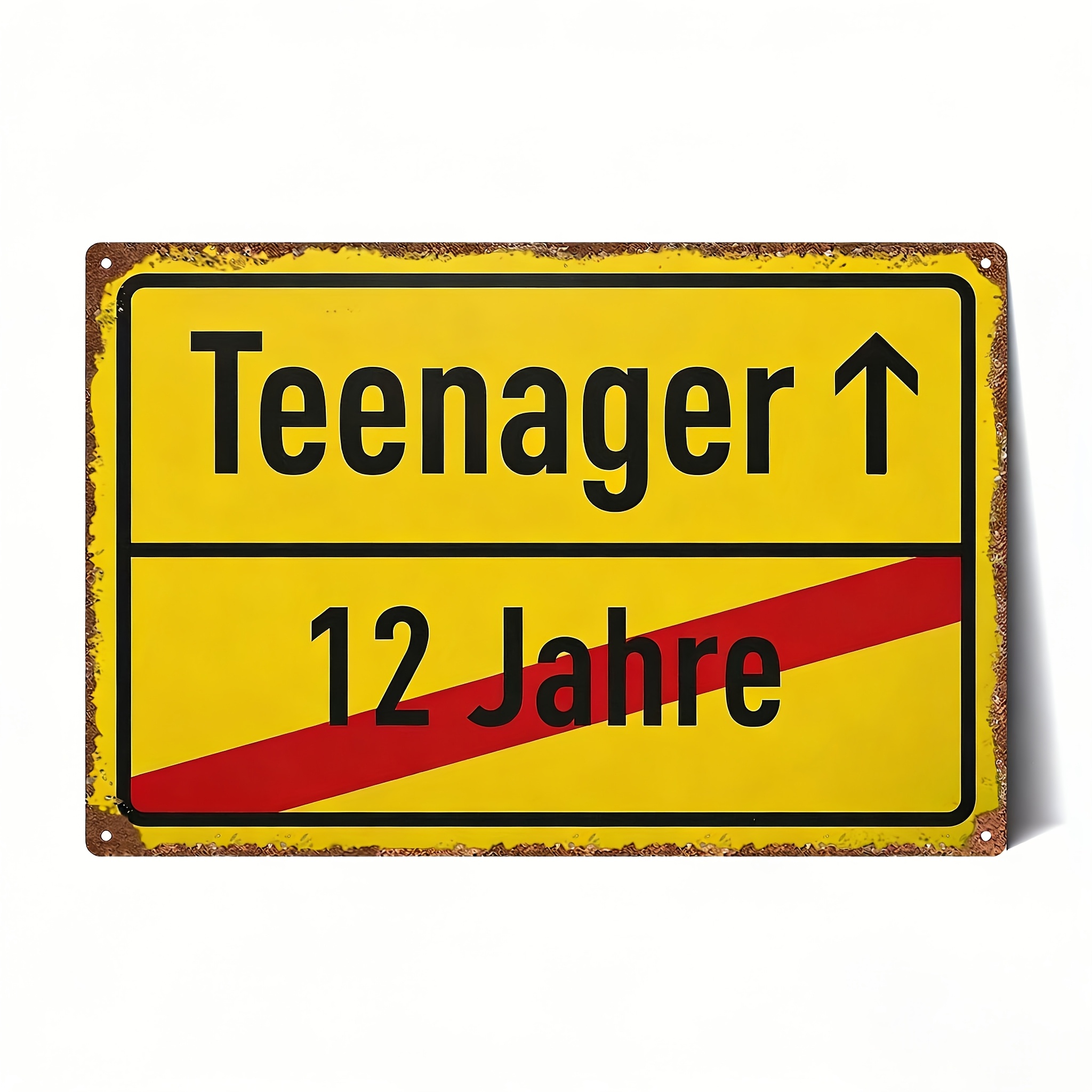 Image of 1pc Metal Picture Germany Teenager 13th Birthday Gift, Birthday Card, Party Decoration, 20*30cm/8*12 Inch, Home Decor, Festive Holiday Gift For Indoor & Outdoor Use