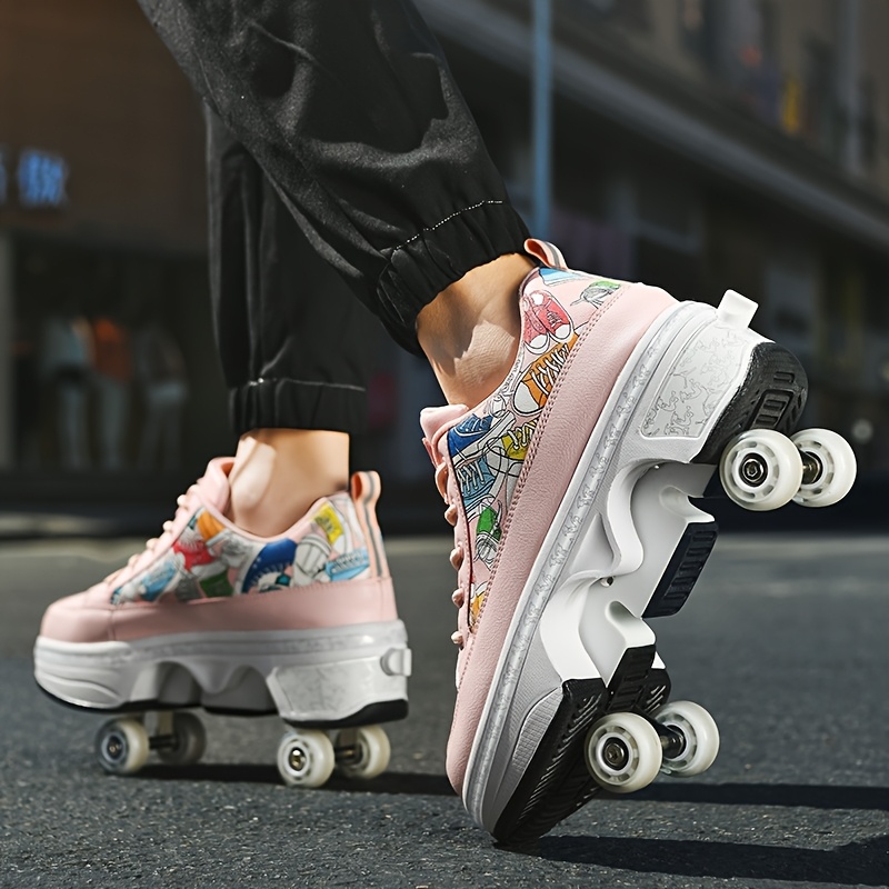 unisex deformable roller skates used everyday sneakers one Temu