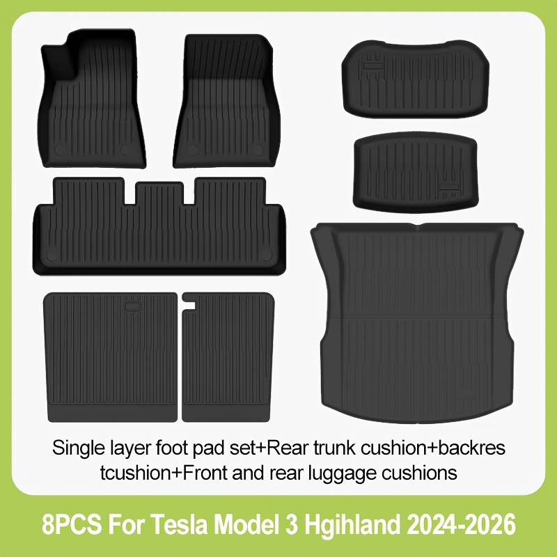 Tpe Material Single-layer Floor Mats, Suitable For Model 3 2024-2026 Left-hand Drive Models, Non-slip, Wear-resistant, , Universal, Easy To Clean.