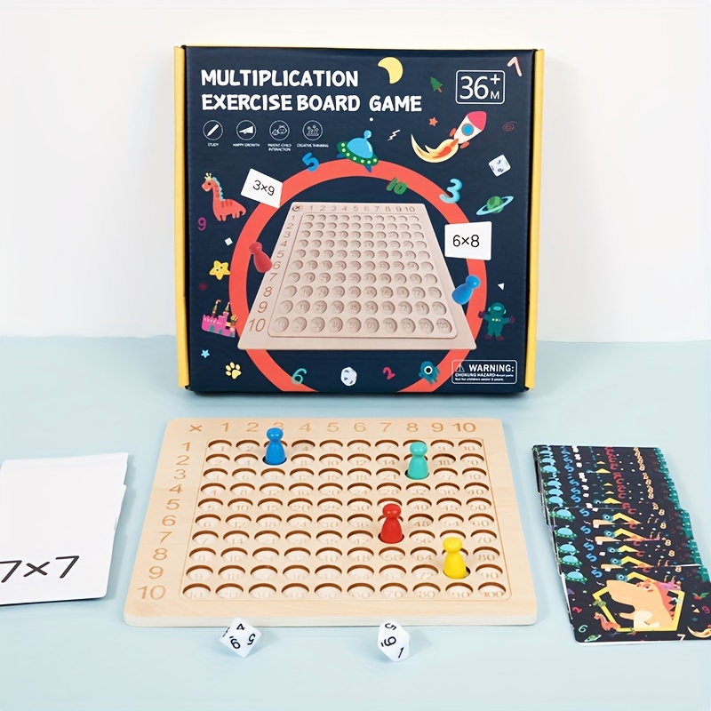 

Kids' Wooden Multiplication Learning Board - Early Education Math Toy For Ages 3-6, Fun & Educational Preschool Learning Toys Kids Educational Toys