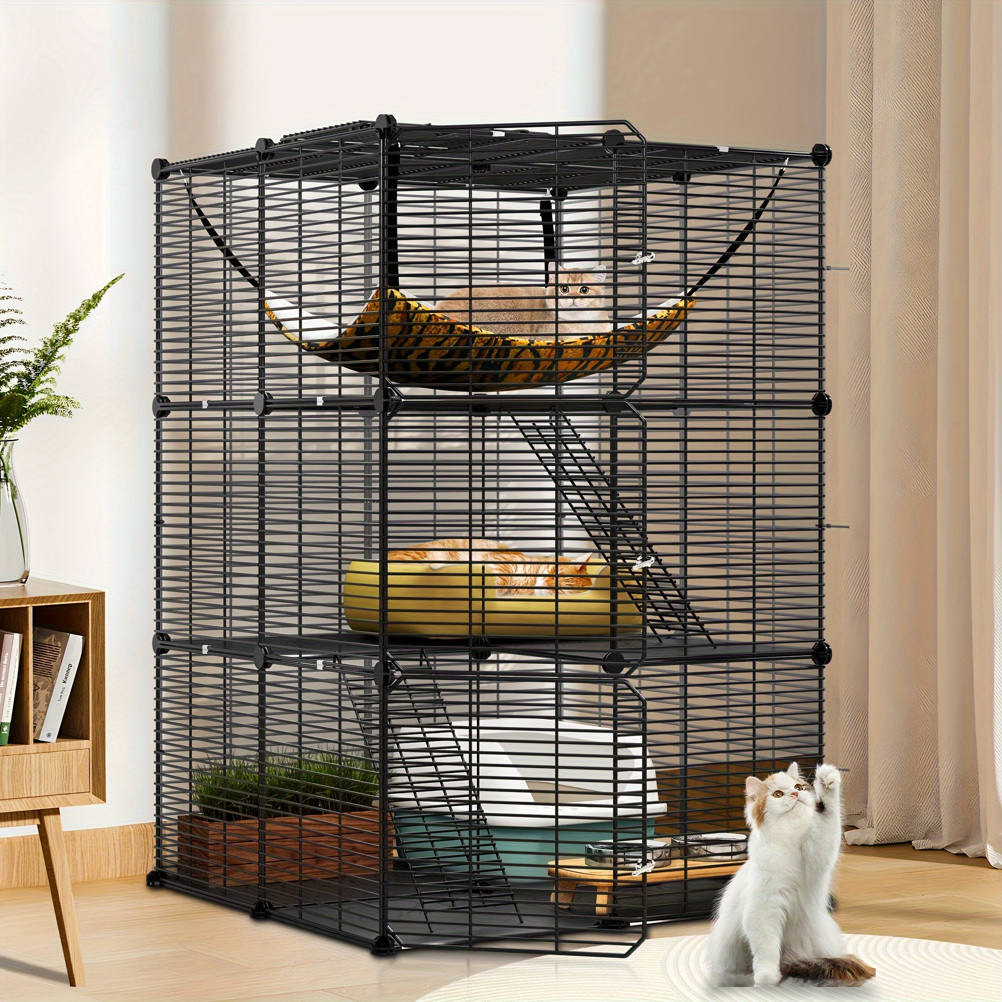 

Quoyad Cat Cage Indoor Cat Enclosures Diy Cat Playpen Metal Kennel With Extra Large Hammock For 1-2 Cats, Ferret, Chinchilla, Rabbit, Small Animals