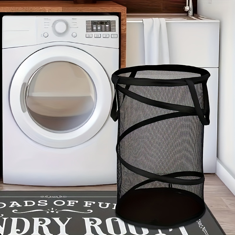 

Contemporary Round Mesh Laundry Basket With Handle For Various Room Types - Durable Multi-purpose Dirty Clothes Hamper For Bathroom, Home Use - 1pc
