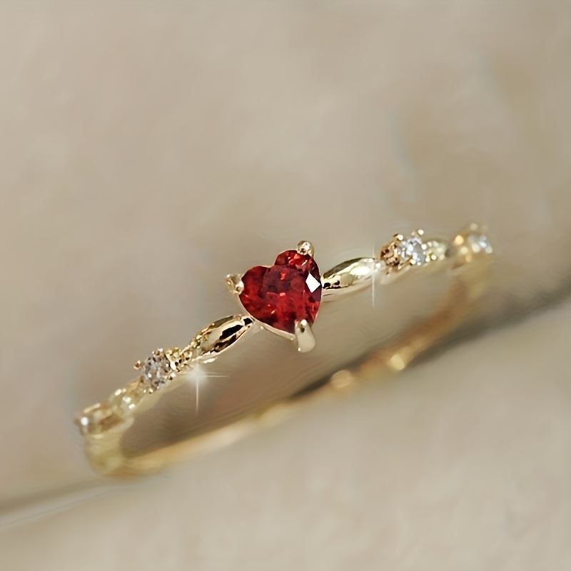 

Bague de Fiançailles Élégante en de Cœur Rouge avec - Parfaite pour les , la Saint-Valentin & les Spéciales