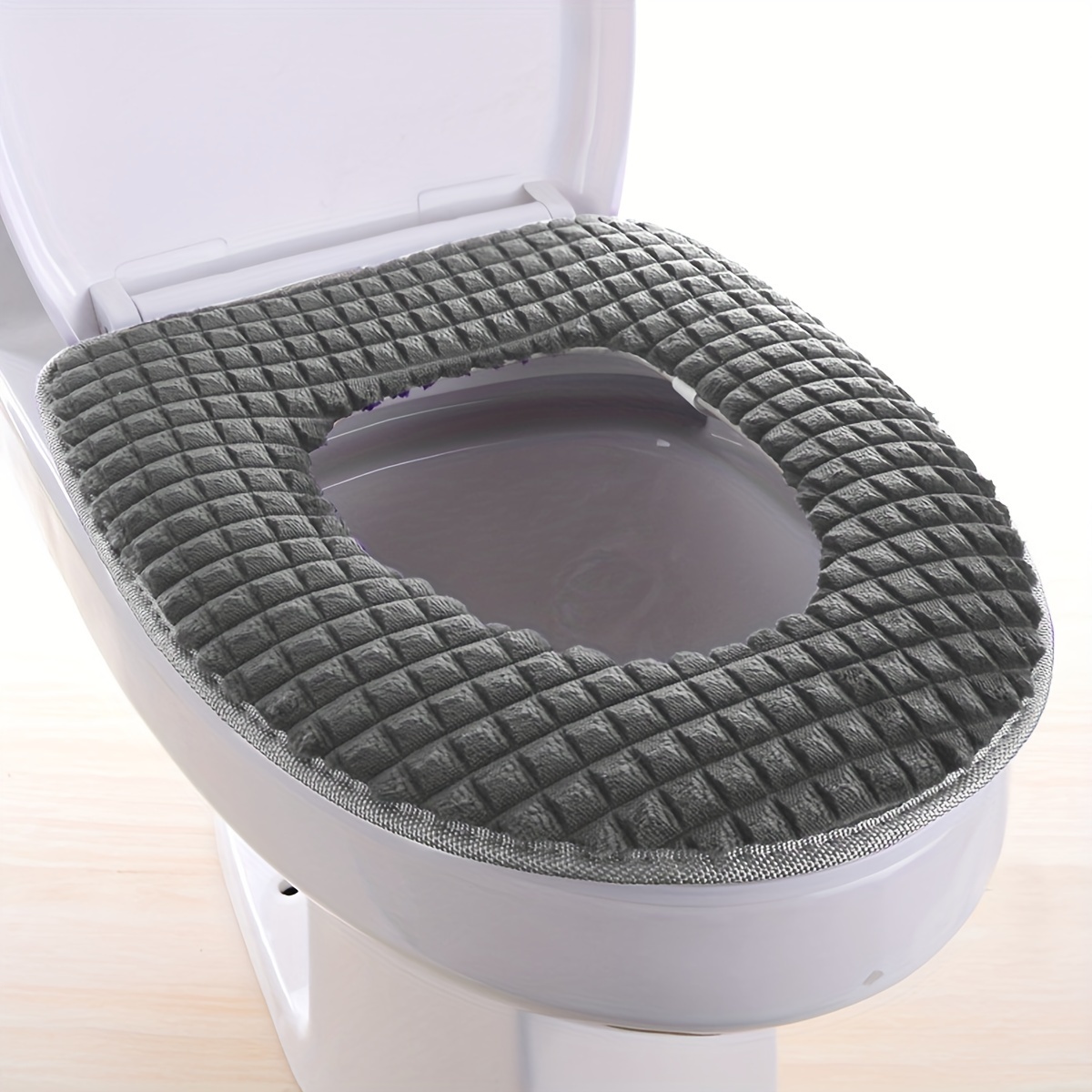 TEMU 1pc Housse de Toilette en Velours Diamant Multicolore, Épaisse et Confortable, Autocollant de Siège de Toilette Chaud, Housse de Toilette Toutes