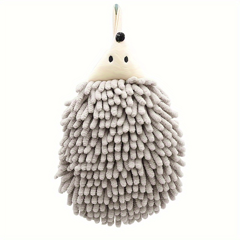 TEMU 1pc Fluffy Kitchen Towel, Hedgehog Pattern Tableware Cleaning Cloth, Absorbent & Quick-drying Wiping Hand Towel, For Kitchen & Bathroom Use, Essentials, Bathroom Essentials