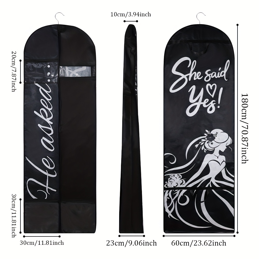 Image of 1 Pack Wedding Dress Garment Bag, '' Garment Bags For Hanging Clothes For Puffy Gowns, Dress Cover For Travel Or Storage